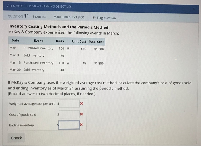  CLICK HERE TO REVIEW LEARNING OBJECTIVES QUESTION 11 Incorrect Mark0.00 out