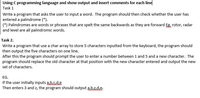 solve these codes using C language by Visual studio and show outputs