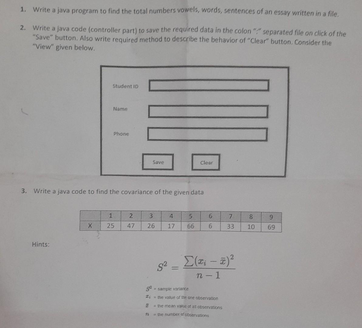  1. Write a java program to find the total numbers vowels,