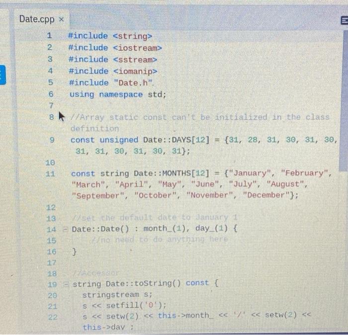 represents December 27 The DAYS array is a class-level data member that
