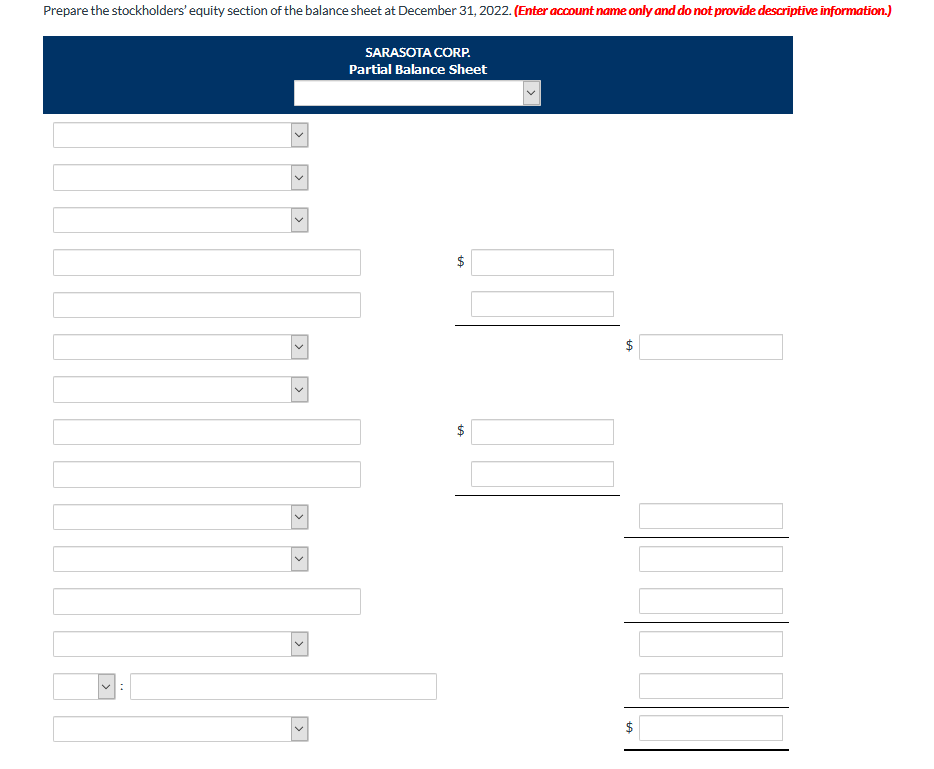 equity accounts, arranged alphabetically, are in the ledger of Sarasota Corp. at