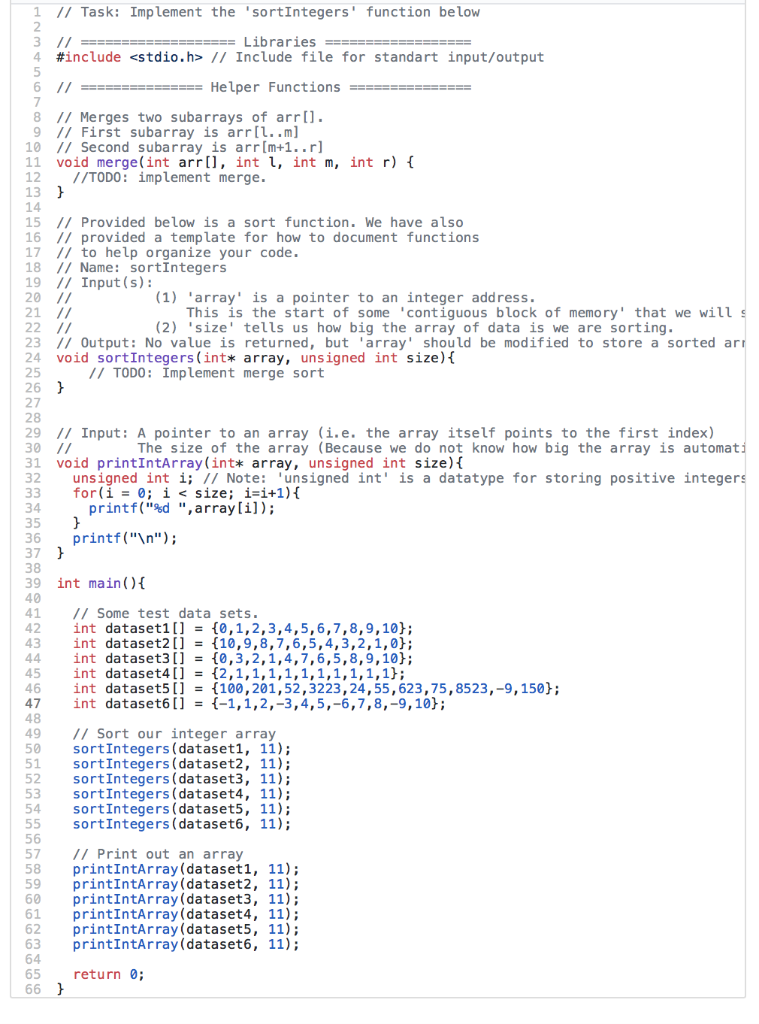 1 II Task: Implement the 'sortIntegers function below 2 Libraries5445445 4