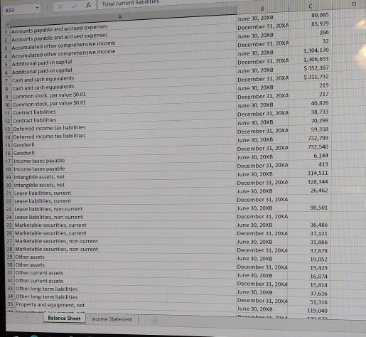 balance sheet amd income statement. using the data from your balance sheet
