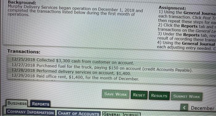 completed the transactions listed below during the first month of each transaction.