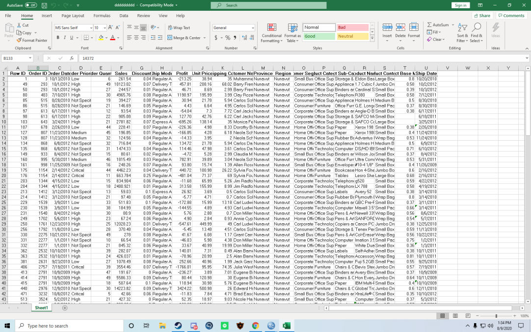  The first four screenshots are referring to the data set and