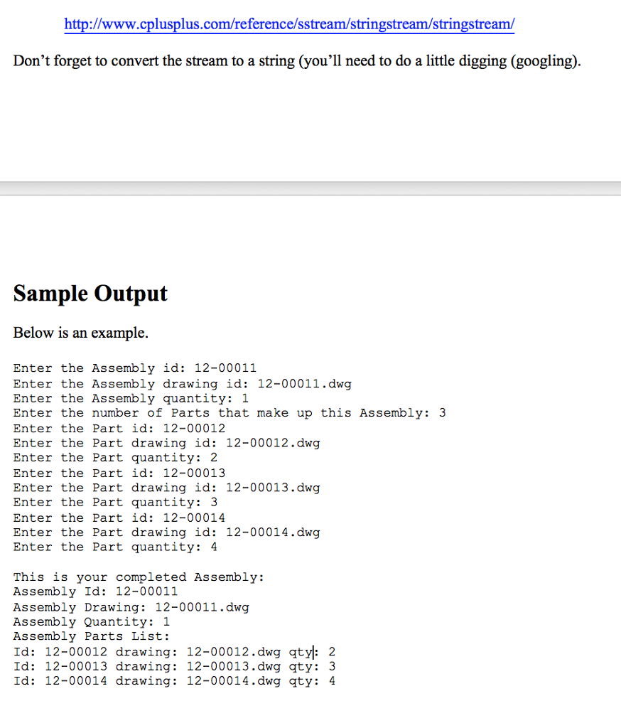 file.) //Assembly.h #ifndef ASSEMBLY_H #define ASSEMBLY_H #include #include "Part.h" using namespace std;