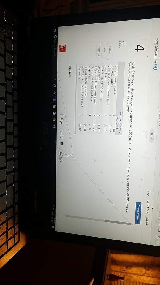 Follow instructions on screen? ACC 219 Chapter 1 Help Save &