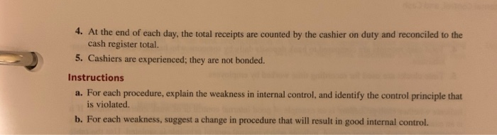 at Torres Company for over-the-counter cash receipts. 1. To minimize the risk