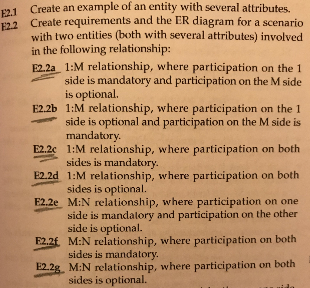  Create an example of an entity with several attributes. Create requirements