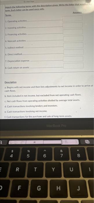  i have to maych each for the right answer Match the