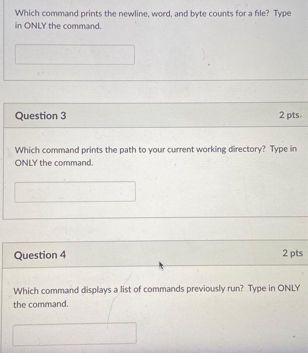  Which command prints the newline, word, and byte counts for a