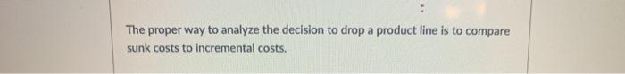 cut-off products. T The proper way to analyze the decision to drop