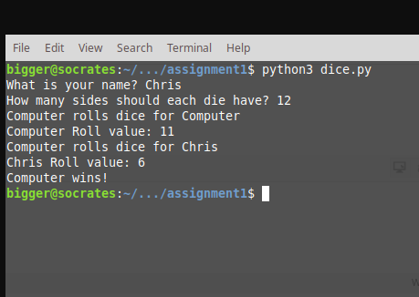 Python programming Create your own dice game! Be sure your program implements