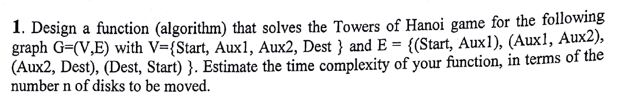  THis is from Algorithm's class 1. Design a function (algorithm) that