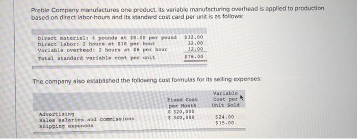  The planning budget for March was based on producing and selling