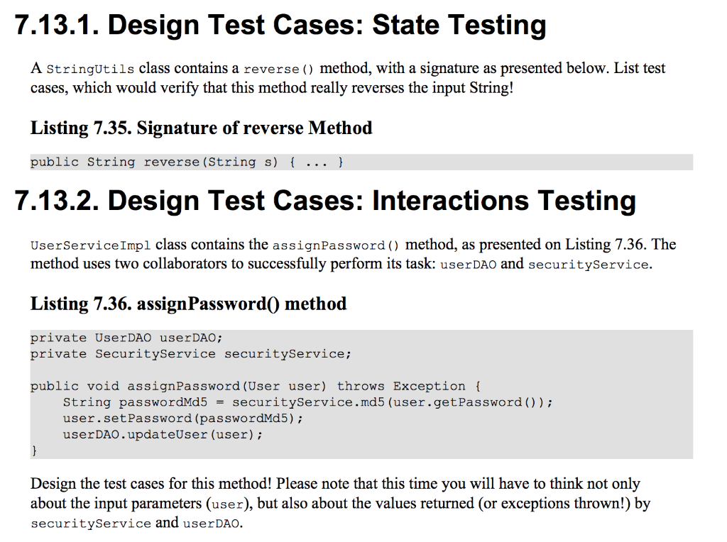 7.13.1. Design Test Cases: State Testing A Stringutils class contains a