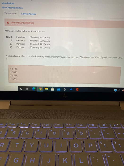  View Policies Show Attempt History Your Answer Correct Answer X Your