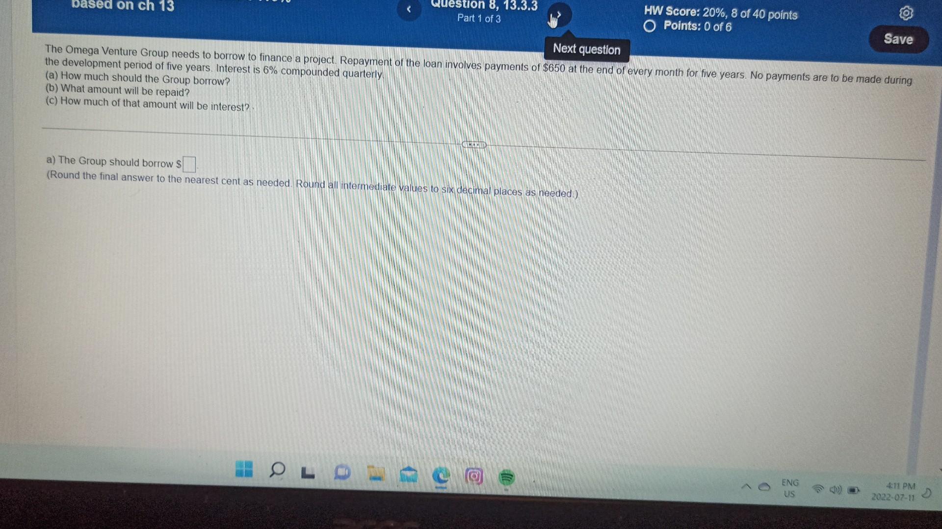  based on ch 13 (b) What amount will be repaid? (c)