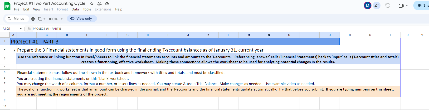 of the accounting content AND the use of Excel/Sheets functionality are BOTH