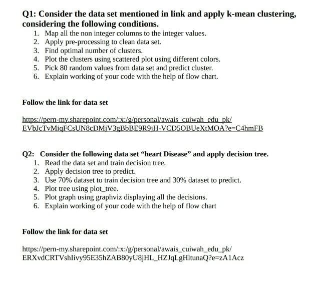 solve it asap Q1: Consider the data set mentioned in link