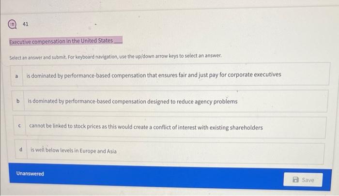  Executive compensation in the United States, Select an answer and submit.