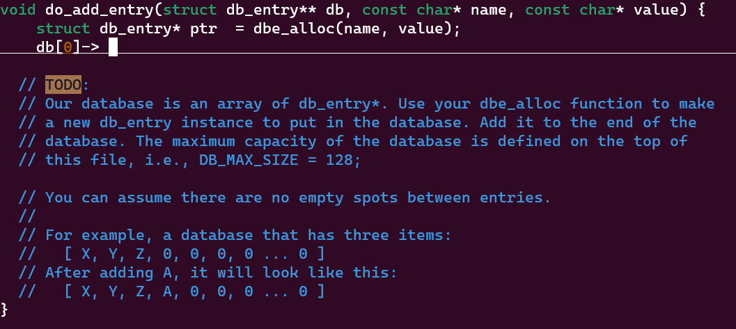  void do_add_entry(struct db_entry** db, const char* name, const char* value){ struct