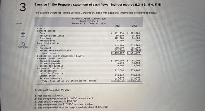 3 Exercise 11-10A Prepare a statement of cash flows-indirect method (LO11-3,