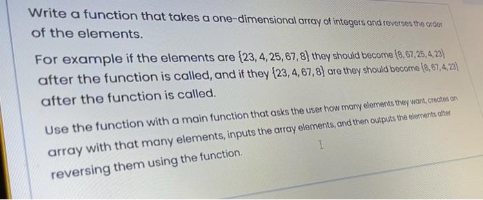  Write a function that takes a one-dimensional array of integers and