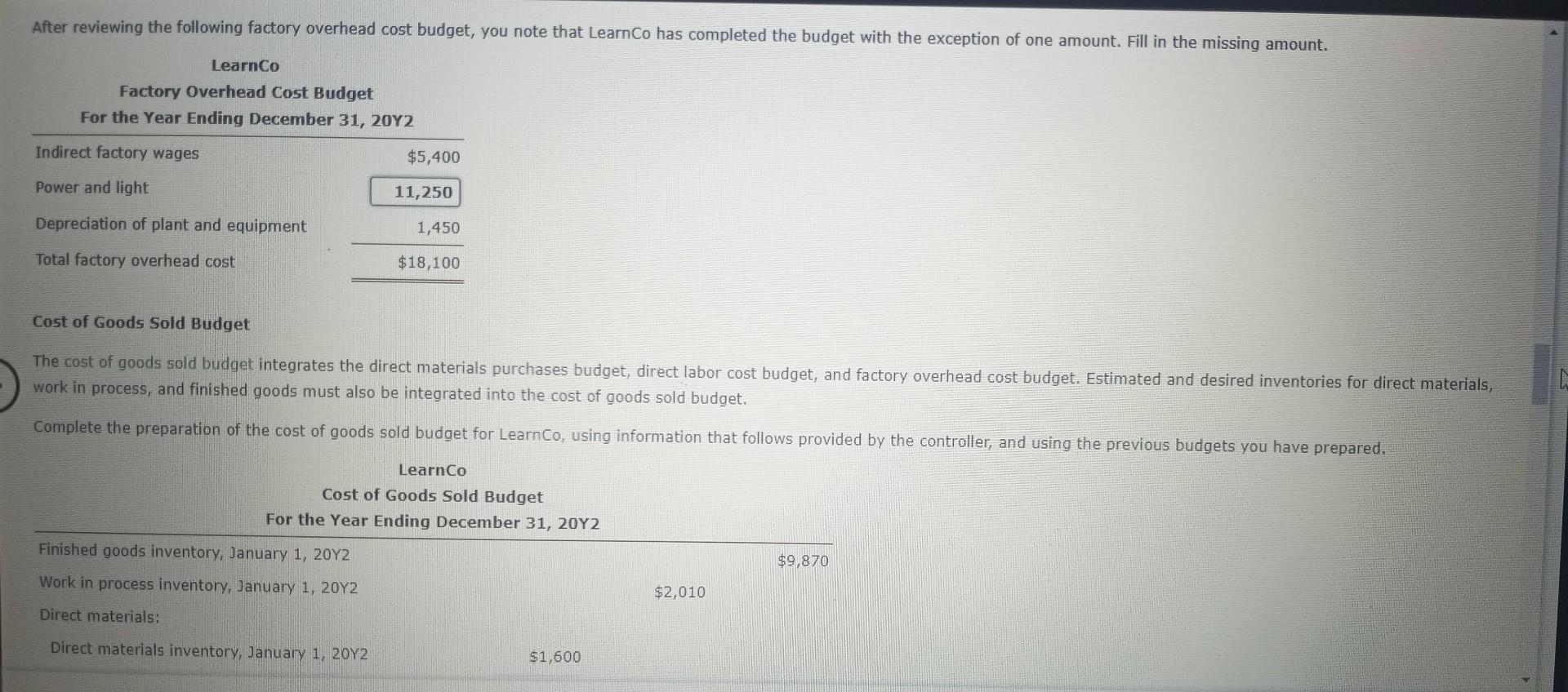 of LearnCo in preparing the 20Y2 budgets. Sales Budget and expected industry