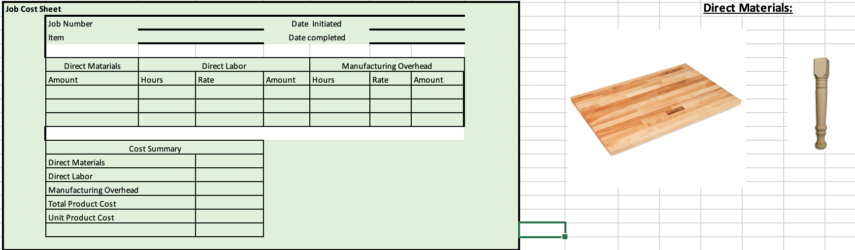 for Thunderduck Custom Tables Inc. This is the first month of operations.