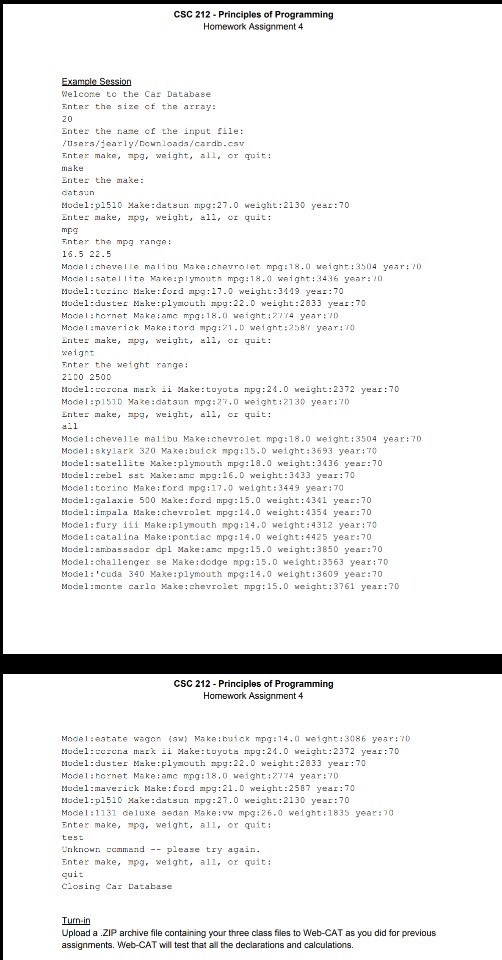an example of the output: Here is my code for the main