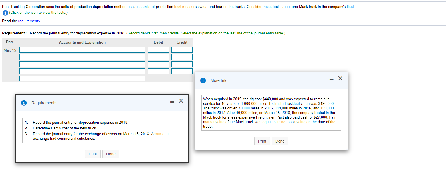  Pact Trucking Corporation uses the units-of-production depreciation method because units-of-production best