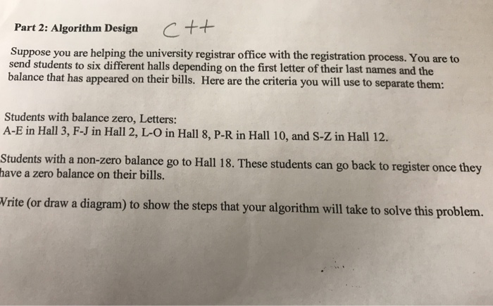  Part 2: Algorithm Design C Suppose you are helping the university