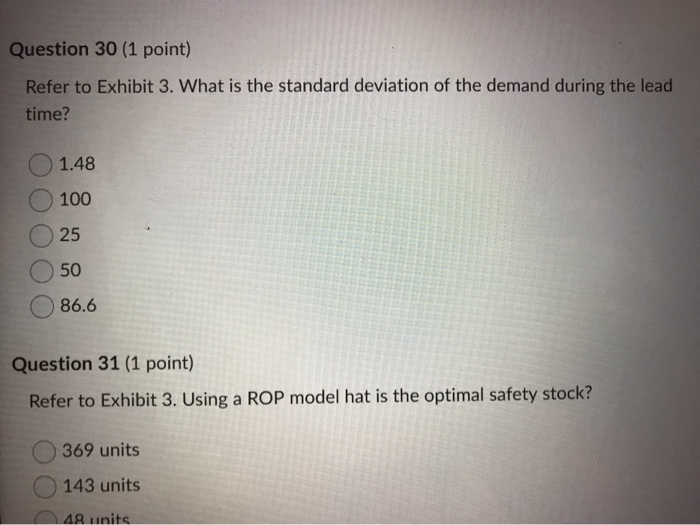 ea. Annual demand Average weekly demand Standard deviation of weekly demand Lead