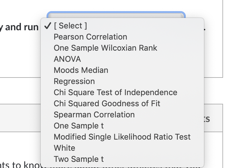 Wilcoxian Rank ANOVA Moods Median Regression Chi Square Test of Independence Chi