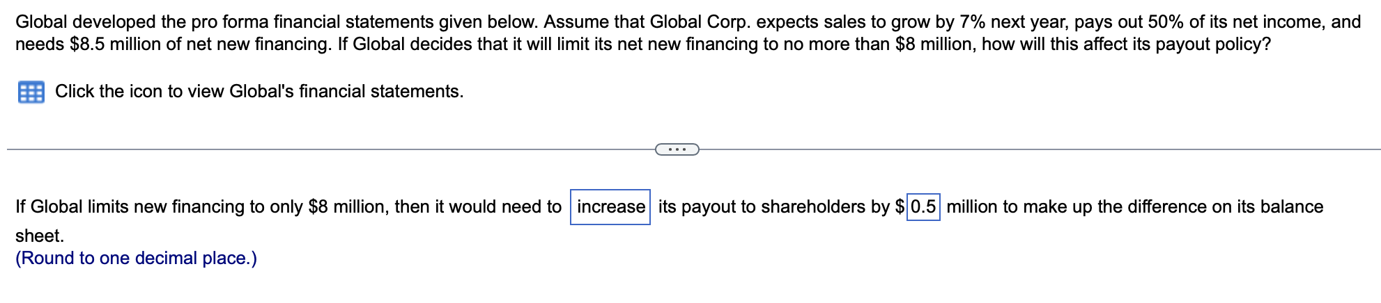 net income of $50,600 and ending assets of $504,700. Your firm's payout