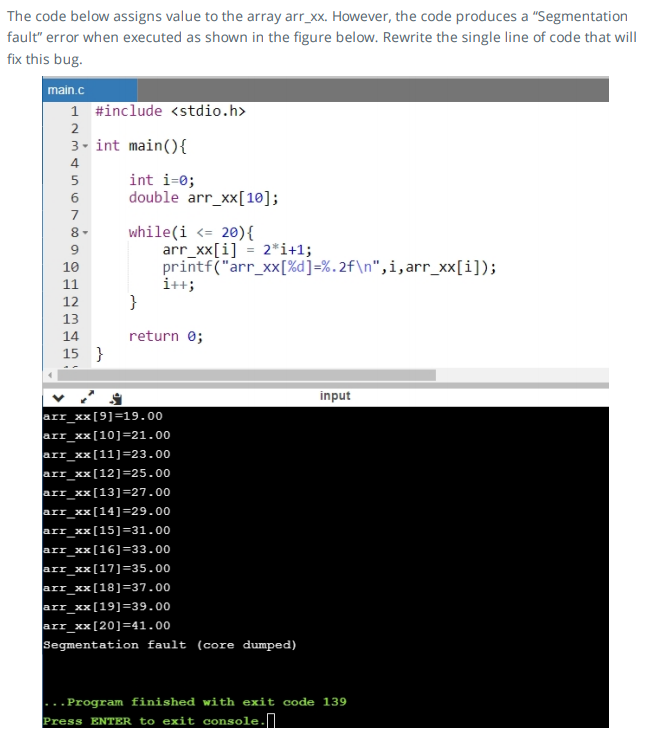 why in this code stated that segmentation fault (core dumped) . What