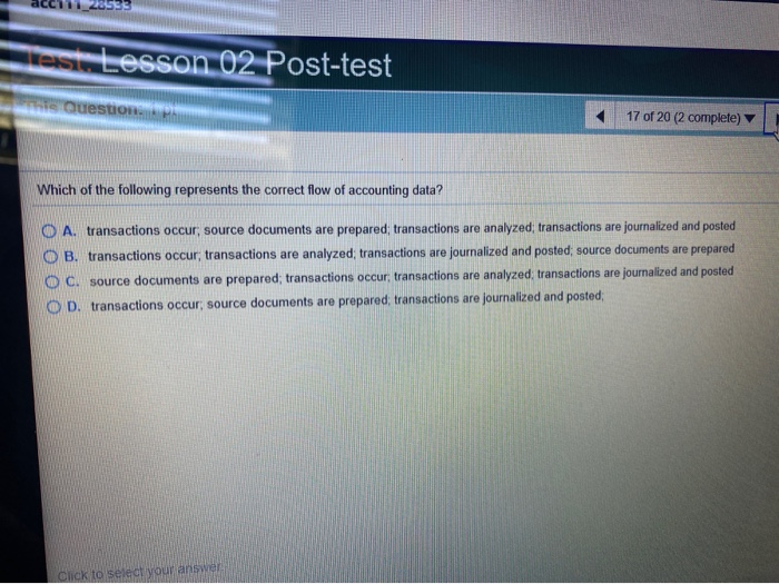  S. Lesson 02 Post-test e Question. 17 of 20 (2 complete)