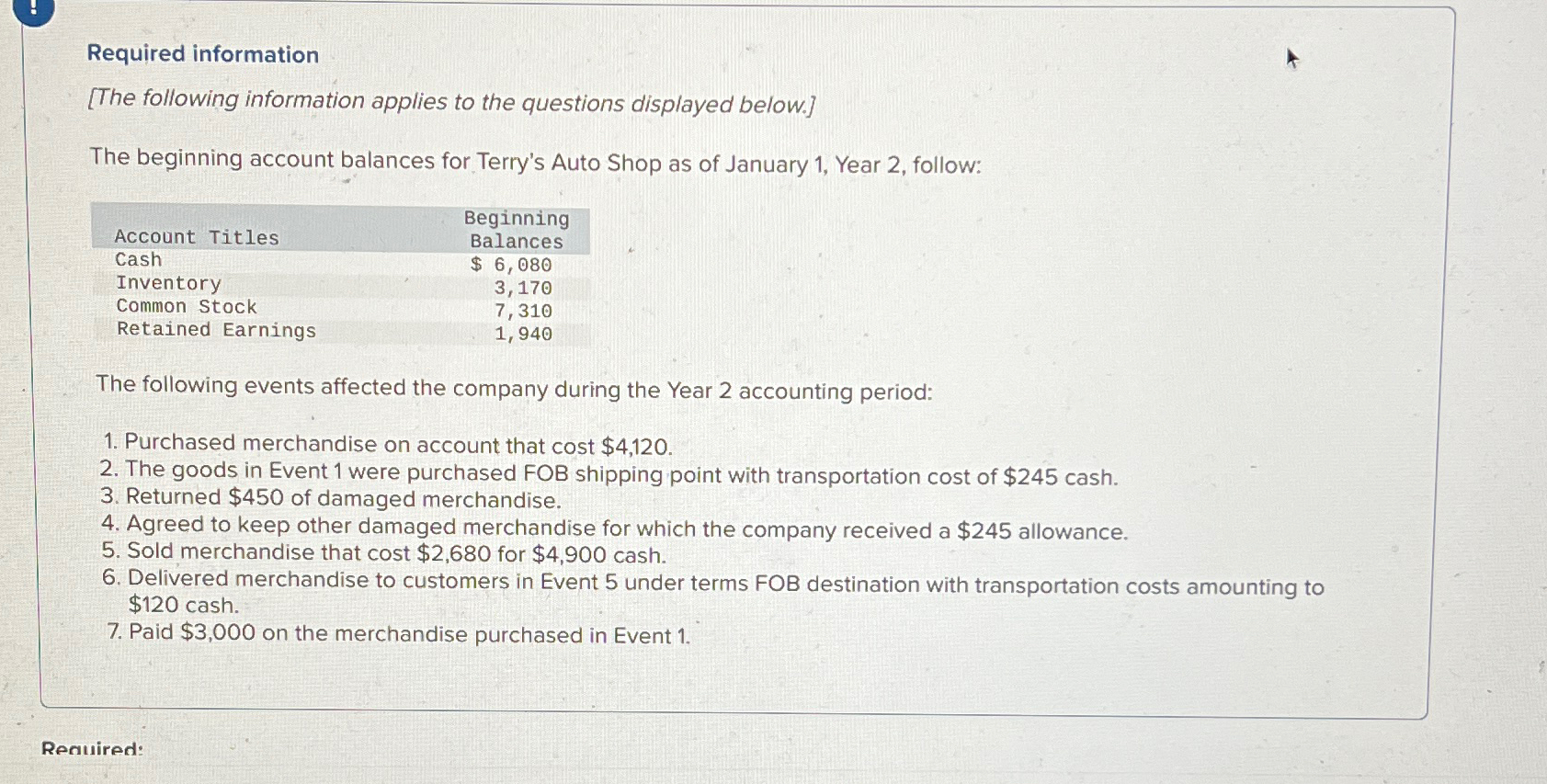  use the information to create the following- A. under an accounting