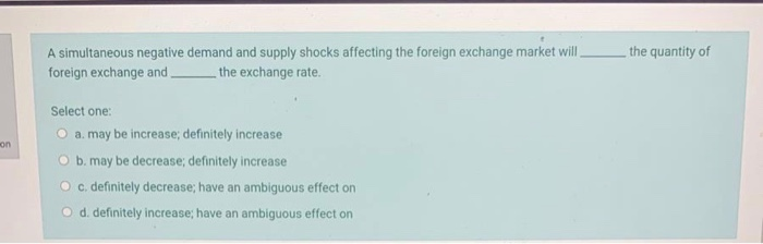  A simultaneous negative demand and supply shocks affecting the foreign exchange