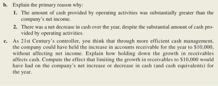 by analyzing changes in the company's balance sheet accounts. 21ST CENTURY TECHNOLOGIES