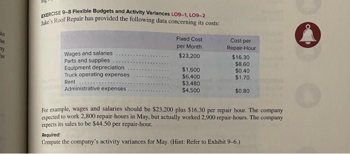9-8 in excel doc please provide formulas as well EXERCISE 9-8 Flexible