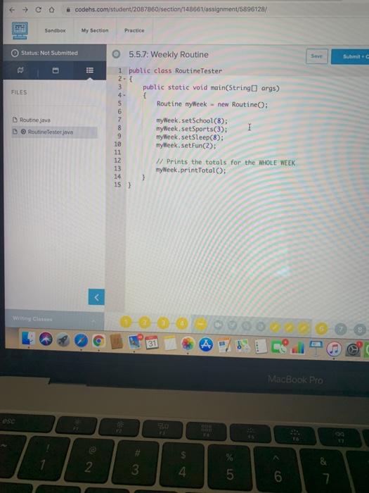 with the given format,thank you! Exercise 5.5.7: Weekly Routine point Let's Go!