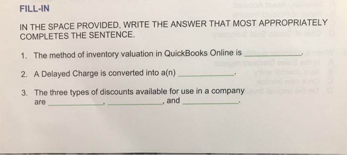 Quickbooks online plus a complete course 2016 Fill in questions FILL-IN