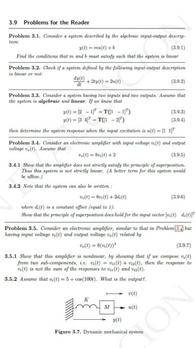  Problem 3.1. Consider a system described by the elgebraic input-output description: