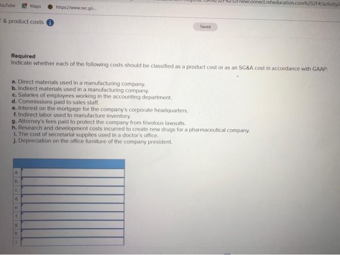  newconnect.mheducation.com%252F/activity/ ouTube Maps https://www.sec.go T & product costs Saved Required Indicate