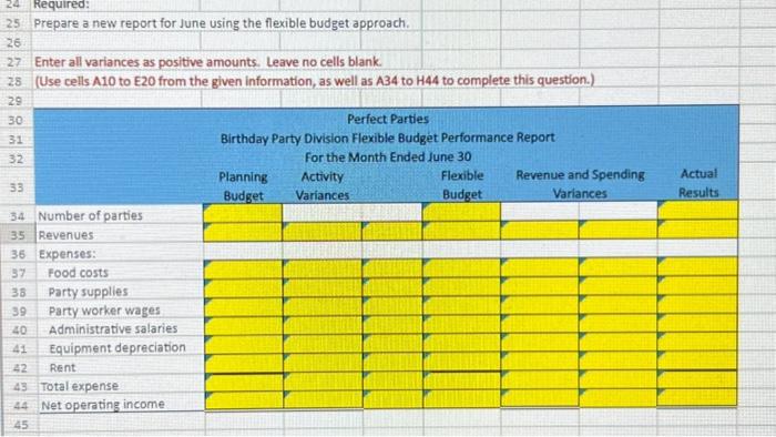 For example, =A10+C12. 2 Perfect Parties, Incorporated has several divisions. One division
