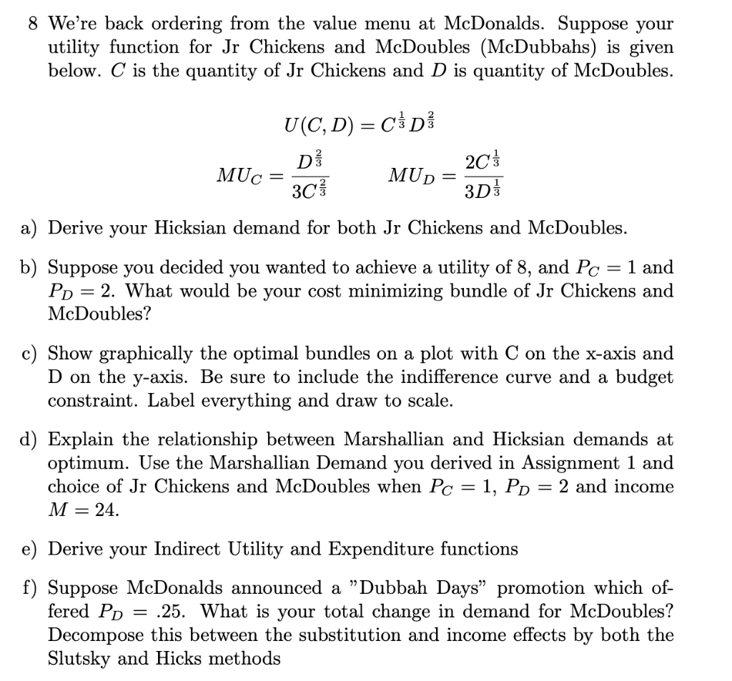  8 We're back ordering from the value menu at McDonalds. Suppose