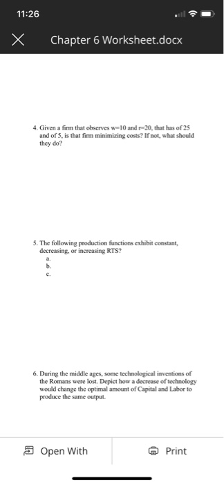 6 Worksheet.docx Name: Chapter 6 Assignment 1. Given the following SR production