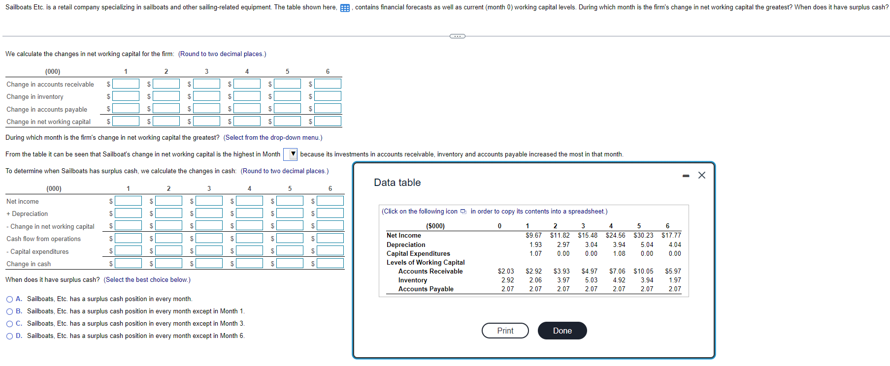 We calculate the changes in net working capital for the firm:
